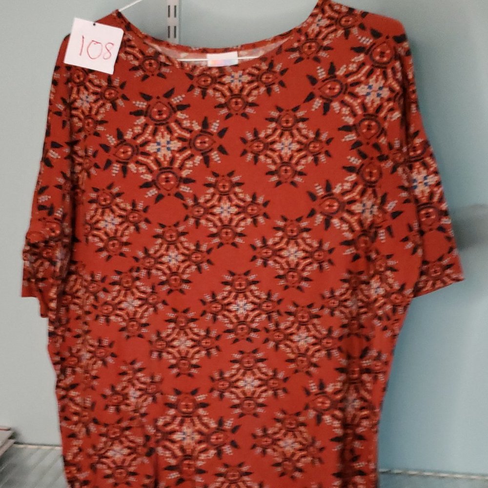 LulaRoe - Irma - Large - Burnt Orange/Black/Blue